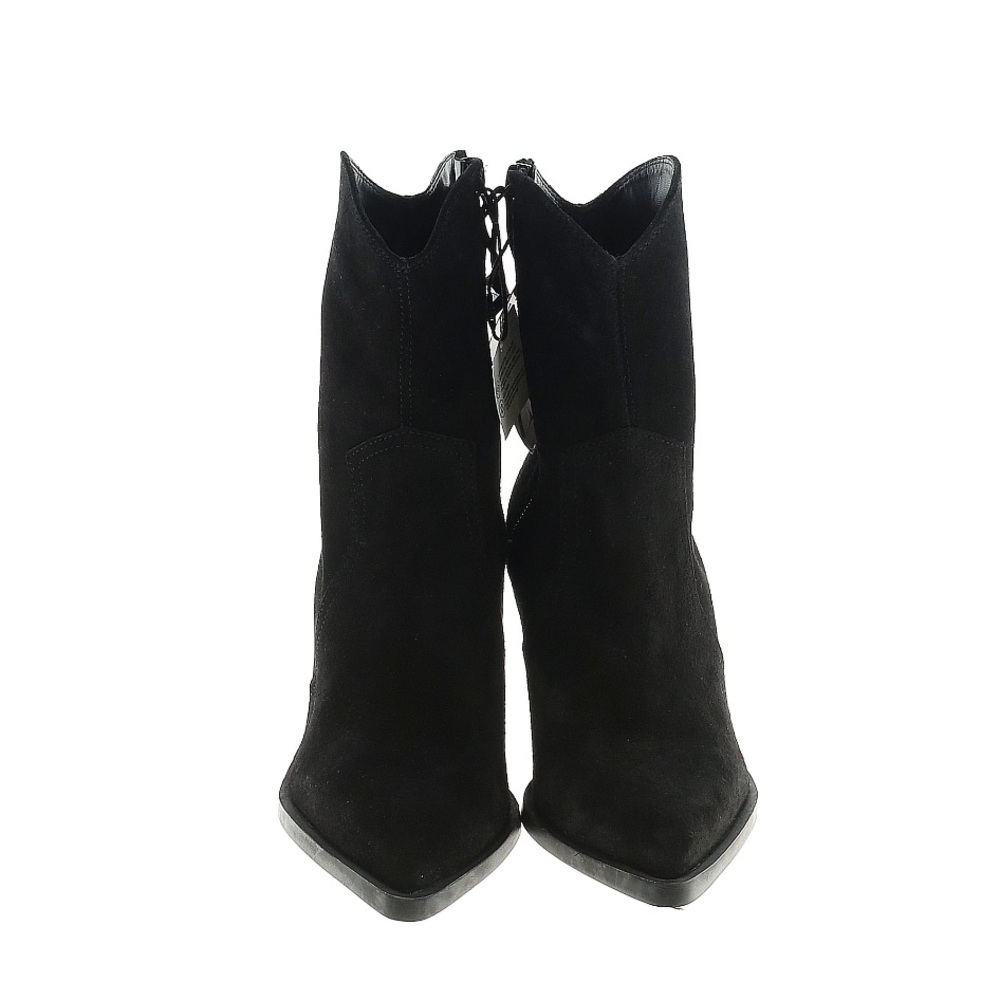 Zara leather western Black Suede heeled Ankle Boots - Picture 5 of 16